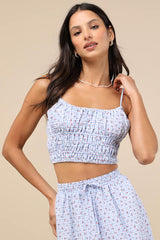 Delightful Blue Gingham Two-Piece Midi Dress