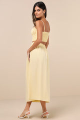 Delightful Yellow Two-Piece Midi Dress