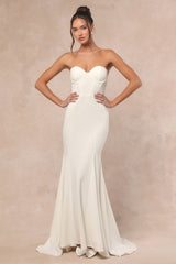 Somerie Ivory Strapless Organza Overlay Maxi Dress