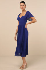 Calia Royal Blue Flutter Sleeve Midi Dress