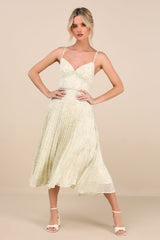 Darling Favorite Yellow Floral Sleeveless Pleated Midi Dress