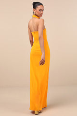Seraphina Golden Yellow Asymmetrical Column Maxi Dress