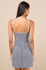 Serrano Navy Gingham Mini Dress