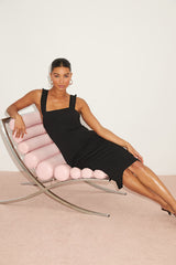 Persuasion Black Ruffled Bodycon Midi Dress