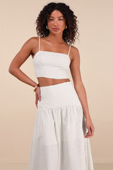 Sabino Beige Striped Drop Waist Two-Piece Midi Dress