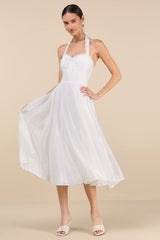 Galia White Lace Halter Midi Dress