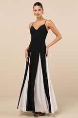 Elisha Black and White Sleeveless Maxi Dress