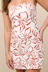 Bright Bloom White Floral Strapless Mini Dress