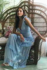Marvelous Darling Powder Blue Lace Ruffled Tiered Maxi Dress