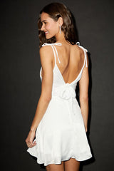 Party with Prosecco Ivory Satin Tie-Back Mini Dress