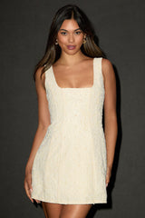 Debby Cream Lace Pearl Mini Dress