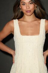 Debby Cream Lace Pearl Mini Dress
