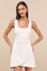 Merima White Denim Wrap Mini Dress