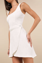 Merima White Denim Wrap Mini Dress