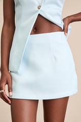 Teslee Light Blue Textured Mid-Rise Skort