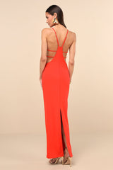 Annina Orange Cutout Column Maxi Dress