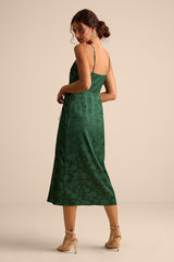 Katherine Emerald Floral Jacquard Wrap Midi Dress