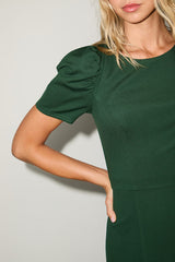 Kasai Hunter Green Short Sleeve Mini Dress