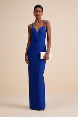 Hadrina Cobalt Blue Ponte Knit Column Maxi Dress