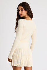 Chicest Crush Ivory Ribbed Long Sleeve Mini Sweater Dress