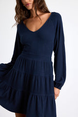 Adorable Option Dark Navy Long Sleeve Mini Sweater Dress