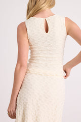 Malise Cream Textured Lace Tank Top