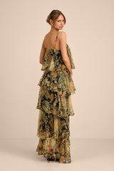 Malaia Black Multi Floral Tiered Maxi Dress