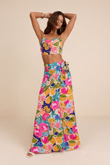 Bloom With a View Pink Floral Print Two-Piece Maxi Dress