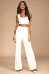 Only Tonight Ivory Two-Piece Wide-Leg Jumpsuit