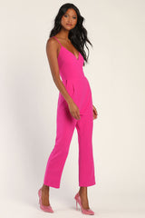 Signature Cutie Hot Pink V-Neck Sleeveless Jumpsuit