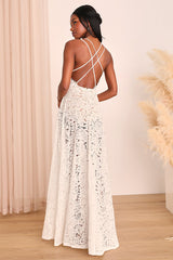 Love of Details White Lace Maxi Dress
